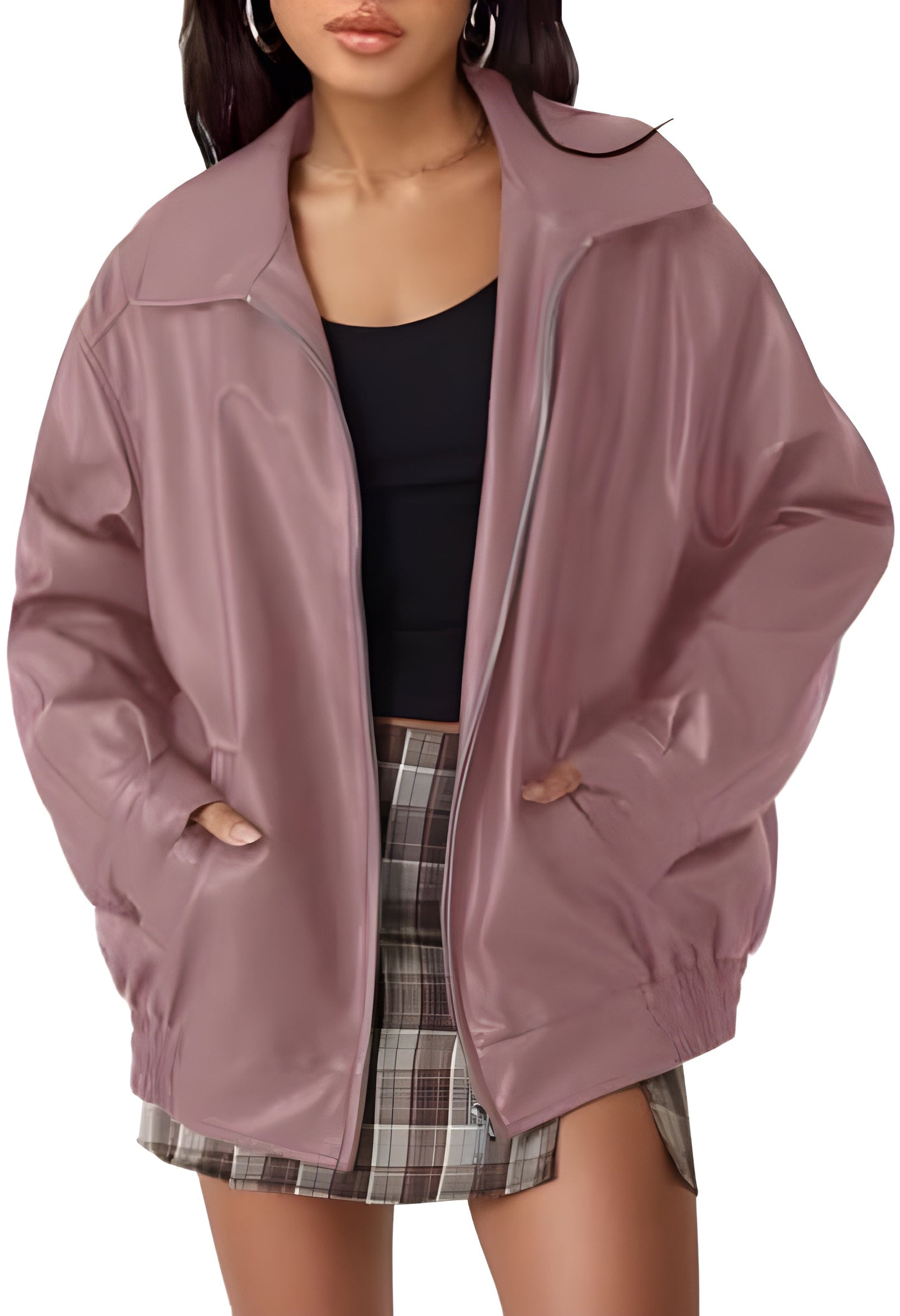 Womens Oversized Leather Jackets Faux Suede Fall Fashion Motorcycle Coats Winter Outfits Clothes Y2k Tops