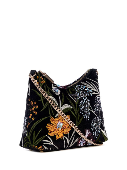 Zalina Velvet Sequin Floral Shoulder Bag