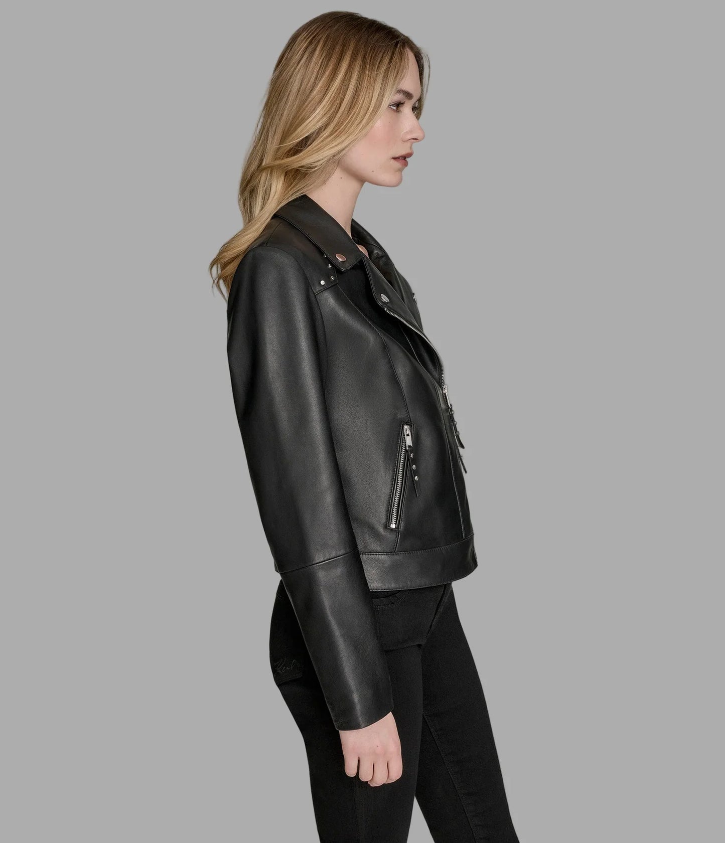 Addie Studded Asymmetric Moto Leather Jacket