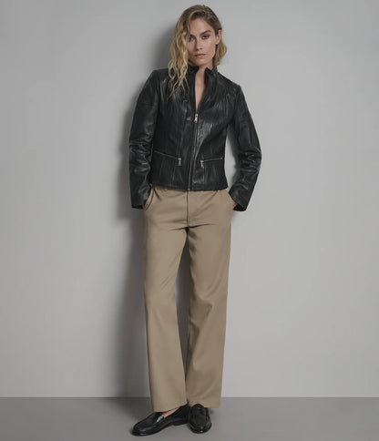 Caitlin Scuba Leather Jacket