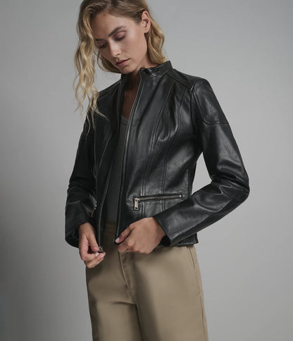 Caitlin Scuba Leather Jacket