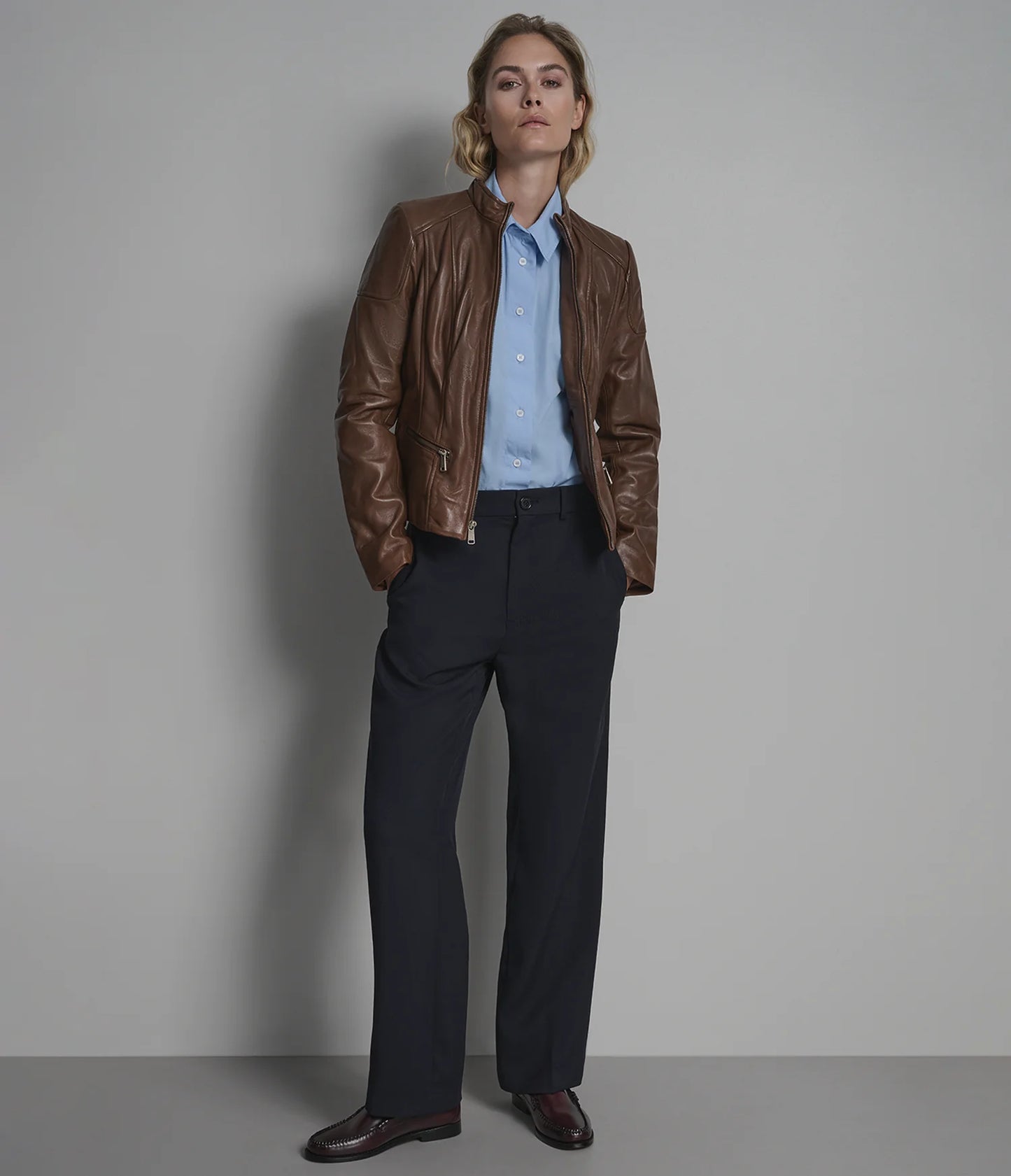 Caitlin Scuba Leather Jacket