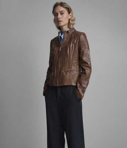 Caitlin Scuba Leather Jacket