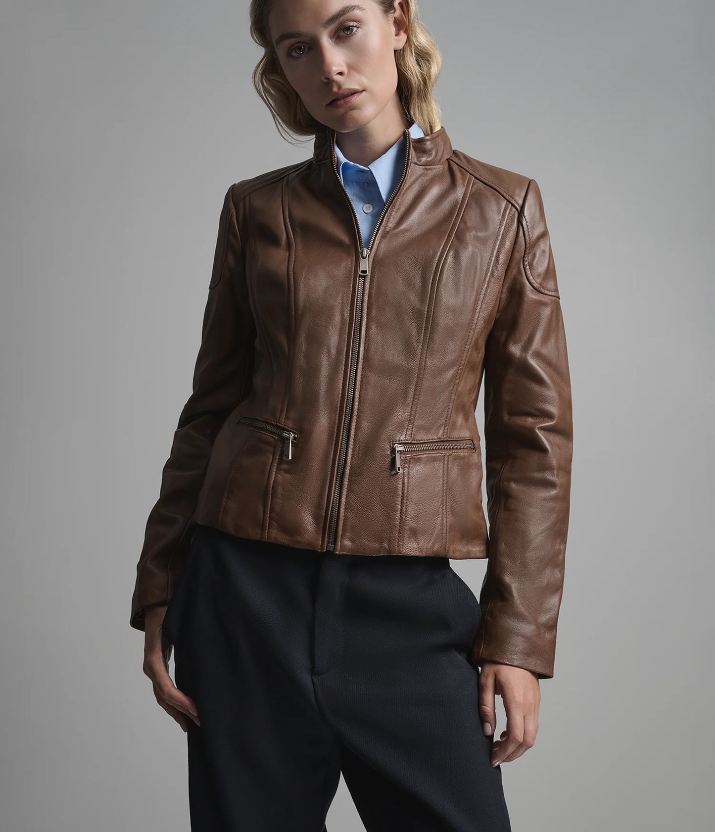 Caitlin Scuba Leather Jacket