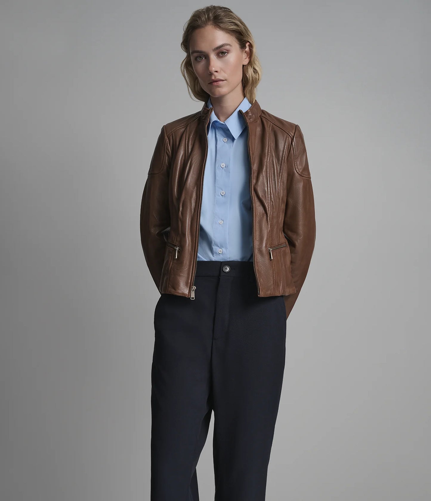 Caitlin Scuba Leather Jacket