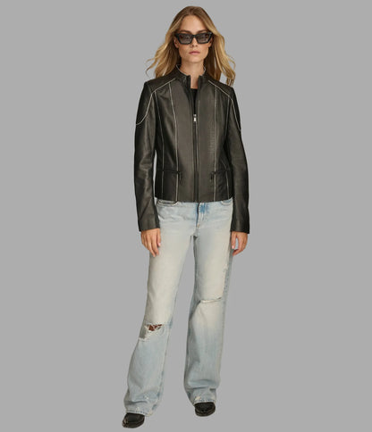 Sage Painted Edge Scuba Jacket