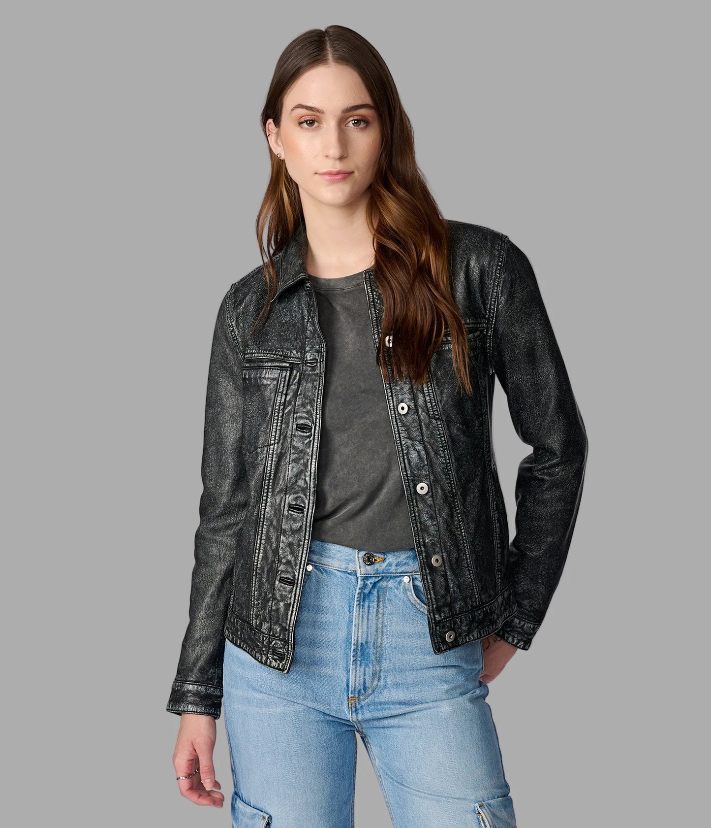 Addison Leather Denim Jacket