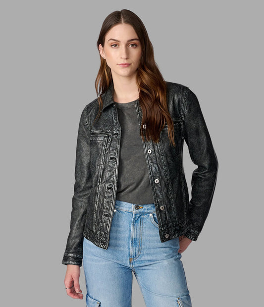 Addison Leather Denim Jacket