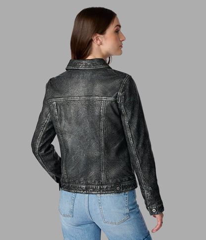 Addison Leather Denim Jacket