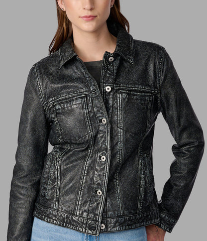 Addison Leather Denim Jacket