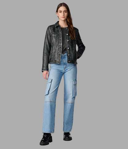 Addison Leather Denim Jacket