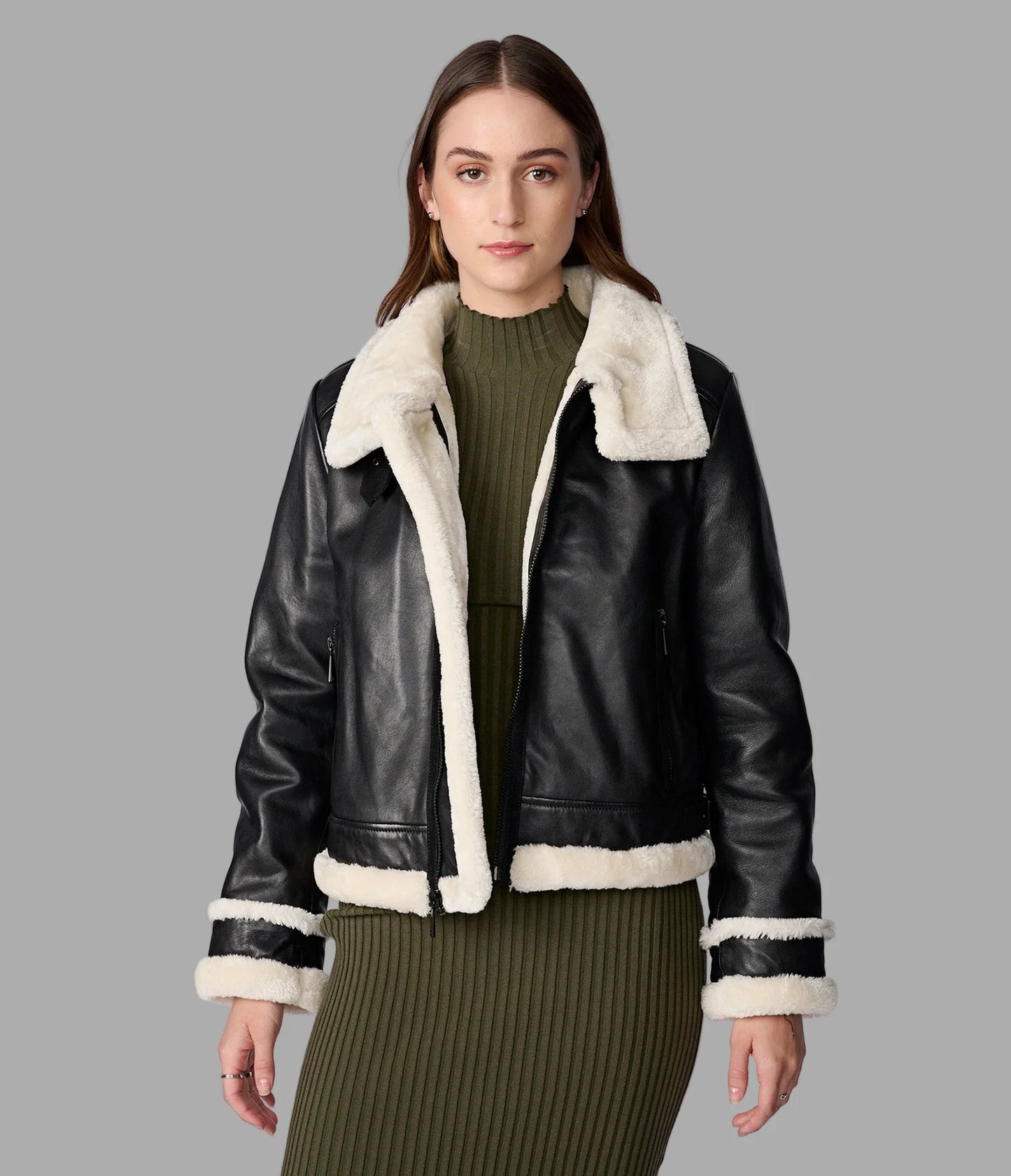 Jodi Leather Shearling Jacket