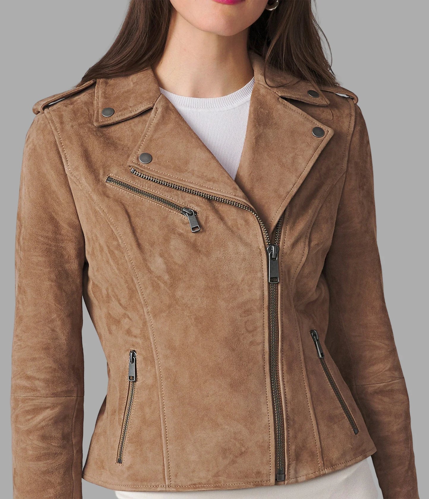Madeline Suede Quilted Moto Jacket