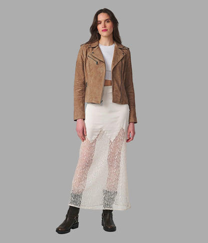 Madeline Suede Quilted Moto Jacket