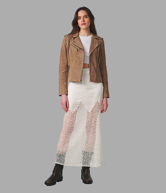 Madeline Suede Quilted Moto Jacket