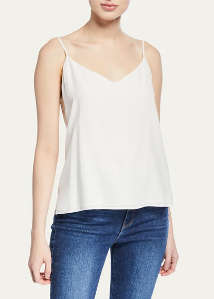 L'Agence Jane V-Neck Spaghetti-Strap Silk Tank