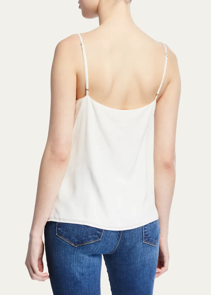 L'Agence Jane V-Neck Spaghetti-Strap Silk Tank