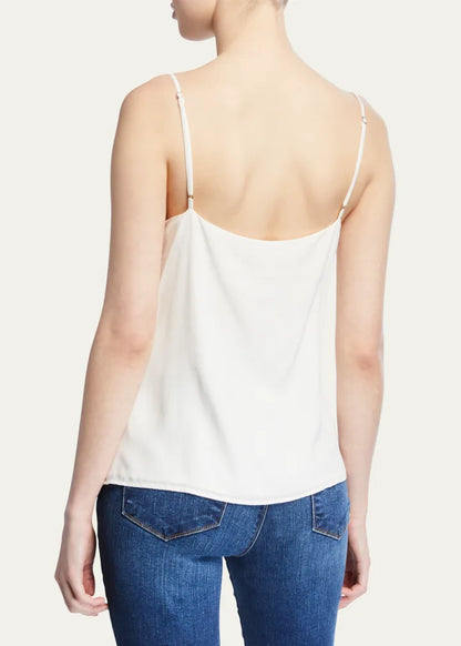 L'Agence Jane V-Neck Spaghetti-Strap Silk Tank