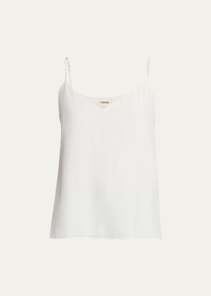 L'Agence Jane V-Neck Spaghetti-Strap Silk Tank