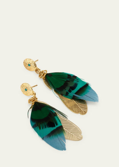 Sao Feather Drop Earrings
