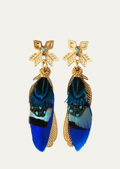 Sao Feather Drop Earrings