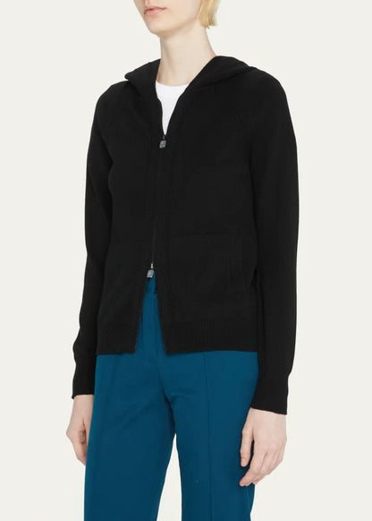 Merano Cashmere Zip-Front Hoodie Sweater