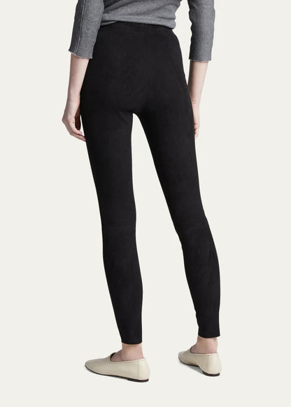 Alice + Olivia Maddox Suede High-Waist Side-Zip Leggings