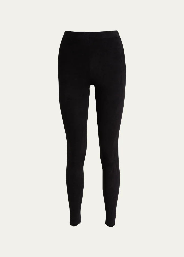 Alice + Olivia Maddox Suede High-Waist Side-Zip Leggings