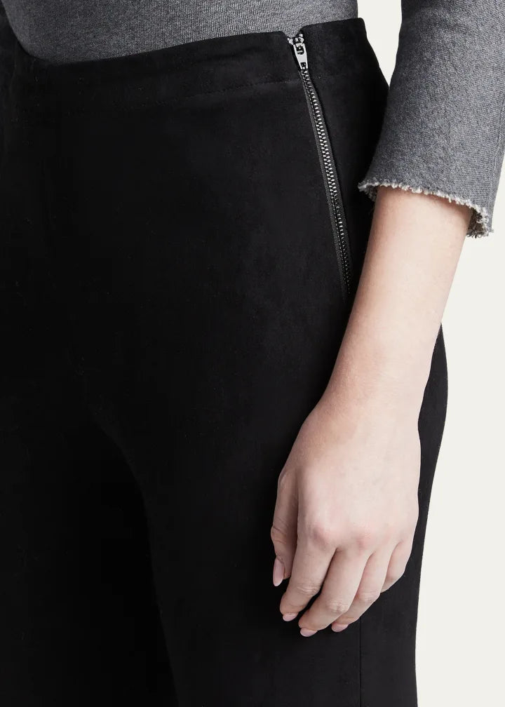 Alice + Olivia Maddox Suede High-Waist Side-Zip Leggings