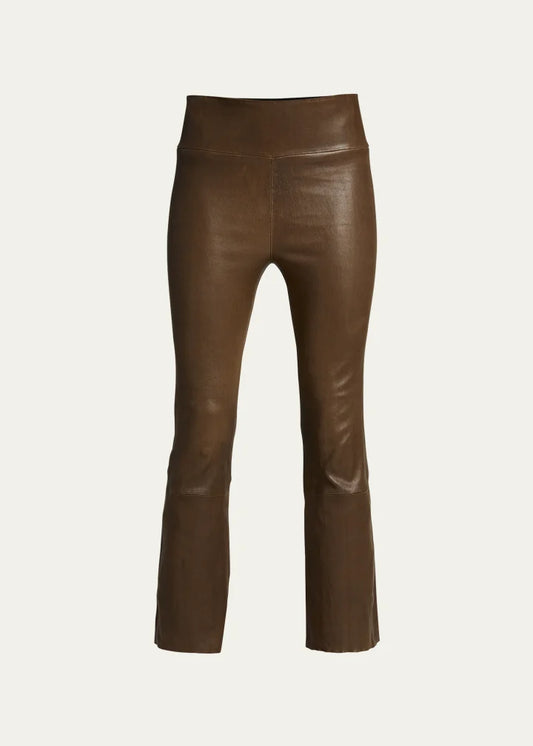 SPRWMN High-Waist Flare-Leg Cropped Leather Leggings