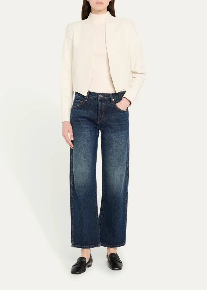 Harvey Draped Open-Front Leather Jacket