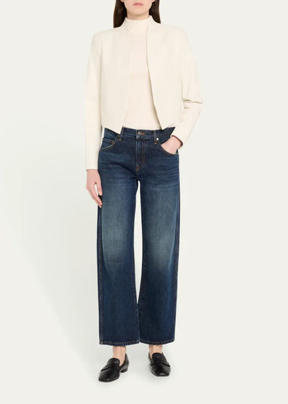 Harvey Draped Open-Front Leather Jacket