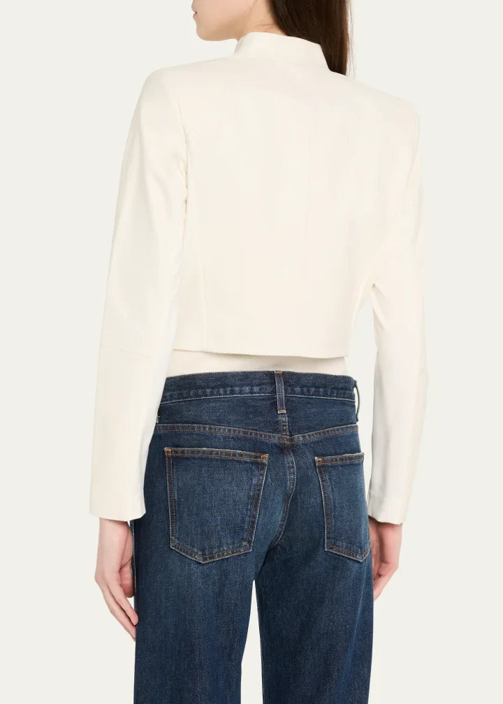 Harvey Draped Open-Front Leather Jacket