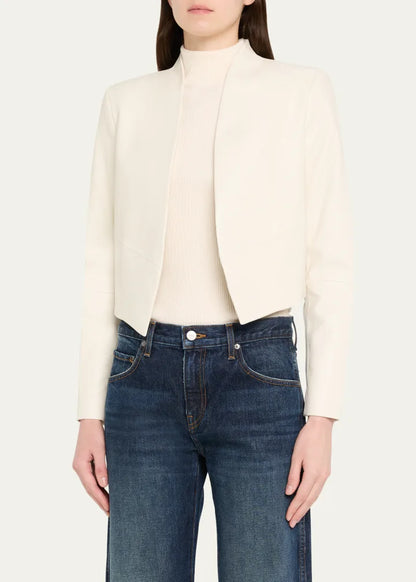 Harvey Draped Open-Front Leather Jacket