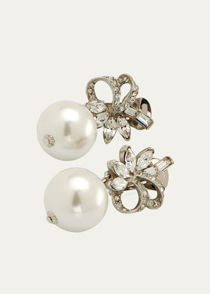 Electroplated Silver Crystal Cluster Clip-On Earrings