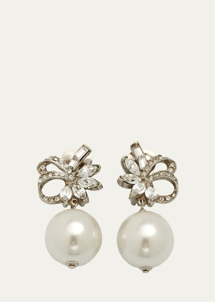 Electroplated Silver Crystal Cluster Clip-On Earrings