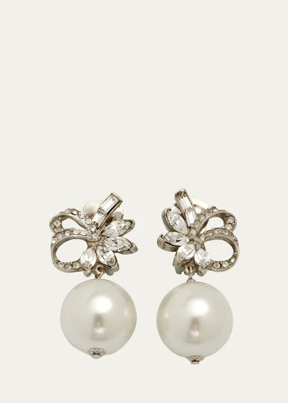 Electroplated Silver Crystal Cluster Clip-On Earrings