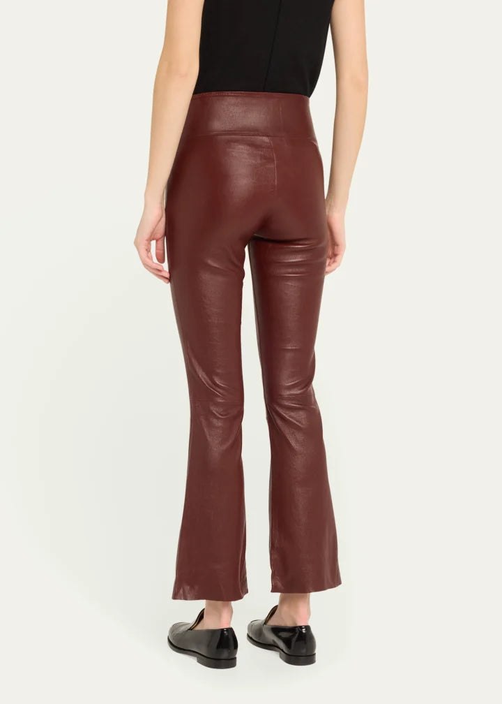 High-Waist Ankle Flare Leather Leggings