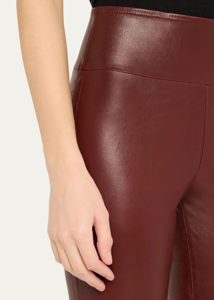 High-Waist Ankle Flare Leather Leggings