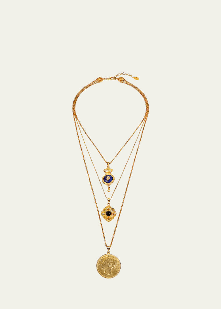 Electroplate Triple Charms Necklace