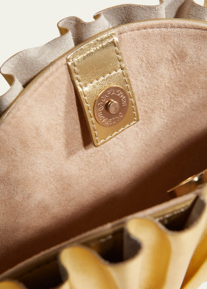 Nala Mini Pleated Metallic Leather Clutch Bag