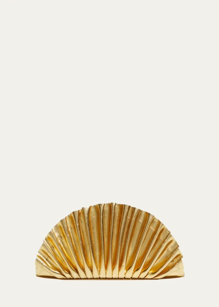 Nala Mini Pleated Metallic Leather Clutch Bag