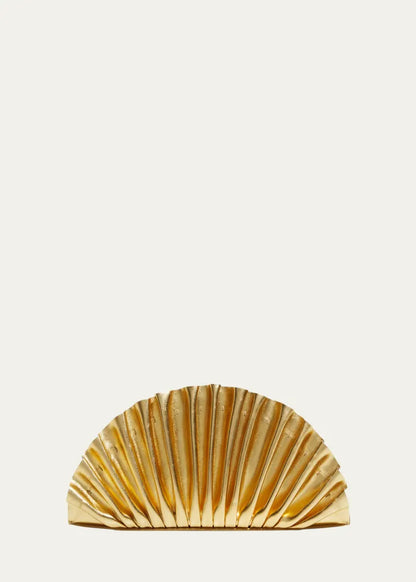 Nala Mini Pleated Metallic Leather Clutch Bag