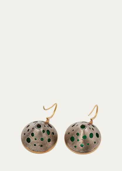 Giant Round Emerald Cone-Shape Earrings