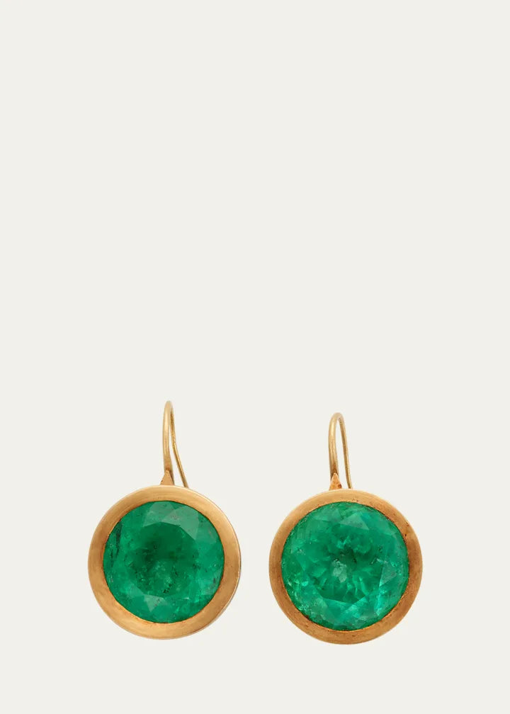 Giant Round Emerald Cone-Shape Earrings