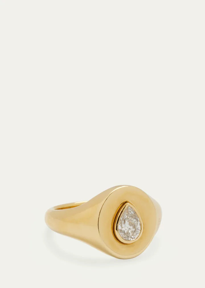 Limited Edition Signet Ring with Pear-Shaped Diamond