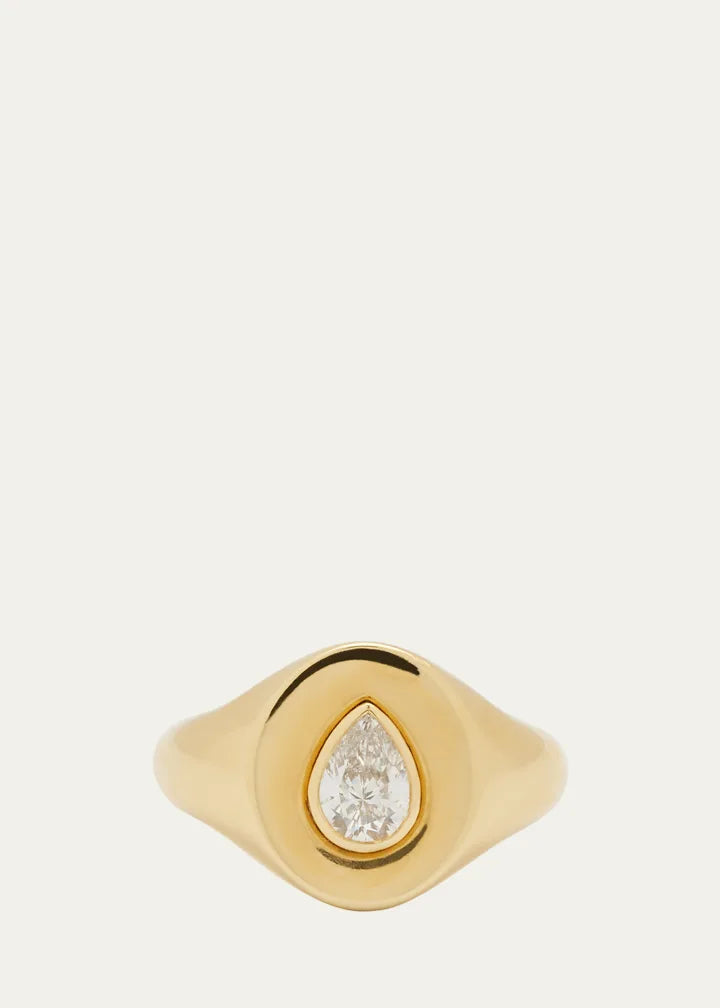 Limited Edition Signet Ring with Pear-Shaped Diamond