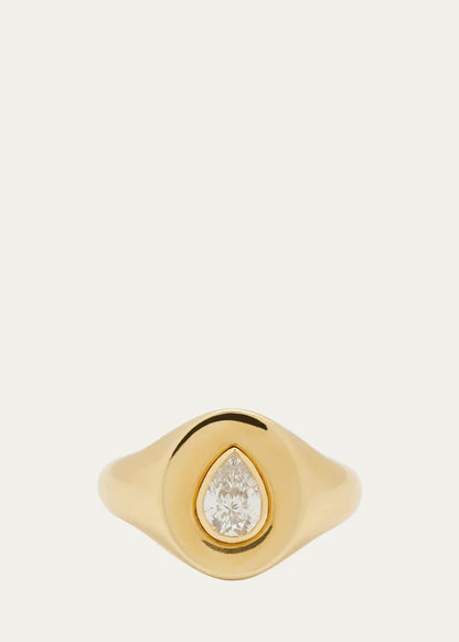 Limited Edition Signet Ring with Pear-Shaped Diamond