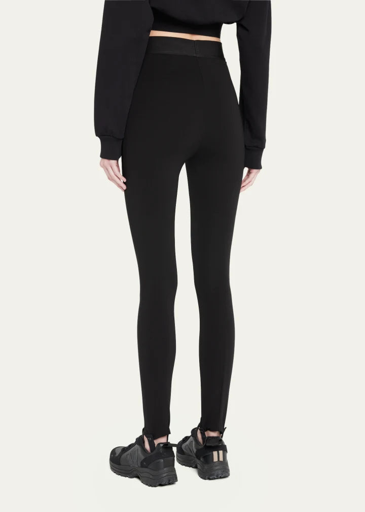 Branded Elastic High-Waist Leggings w/ Detachable Stirrups