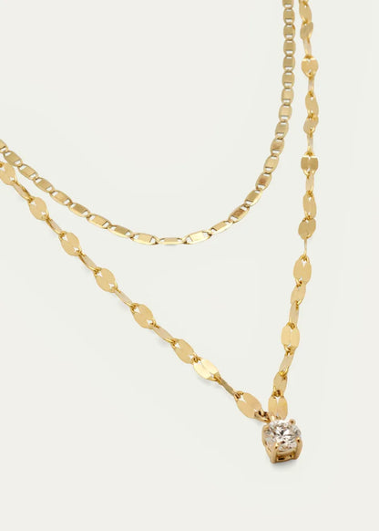 Gold Solo Double-Strand Necklace with Diamond